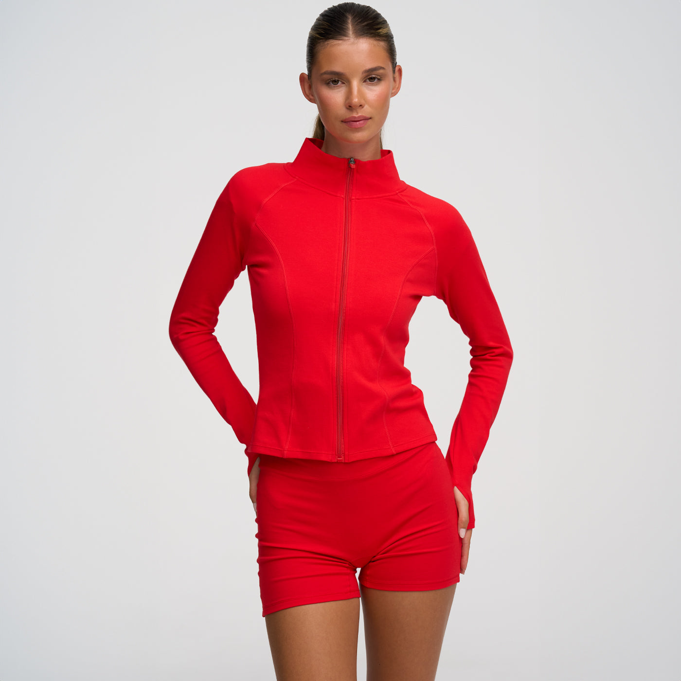 Cotton Body Fitted Zipper Jacke