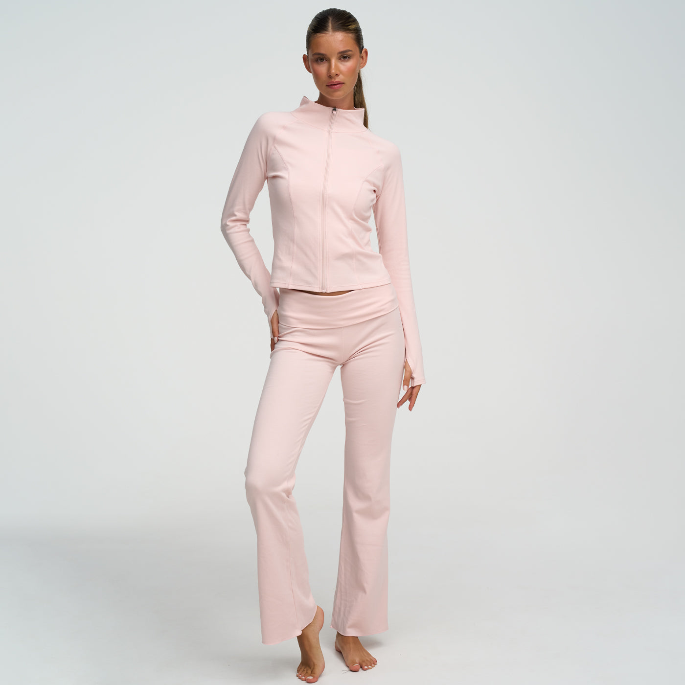 Cotton Body Fitted Zipper Jacke
