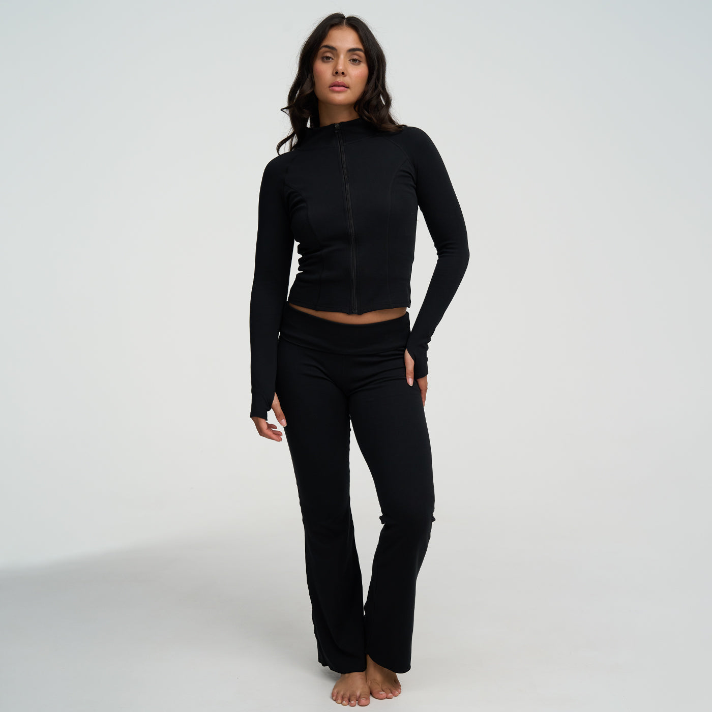 Cotton Body Fitted Zipper Jacke